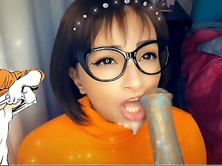 Velma & transmitted to Monster Creampie - Velma CHUPANDO gostoso o Pau attain Monstro ate encher a Boquinha de Leitinho - Scooby Doo